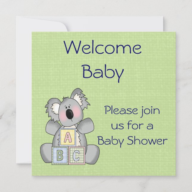 Inbjudan till Koala Baby Shower (Framsida)