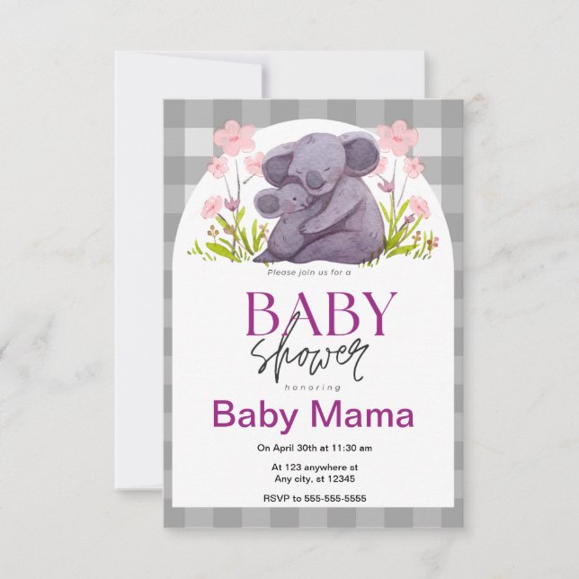 Inbjudan till Koala Bear Baby Shower (Framsida)