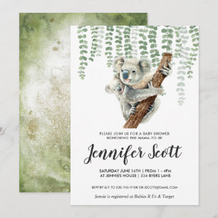 Inbjudan till Koala Jungle Baby Shower
