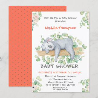Inbjudan till Koala Jungle Baby Shower