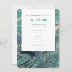 Inbjudan till konstgjord Boho Aqua Marble Shower