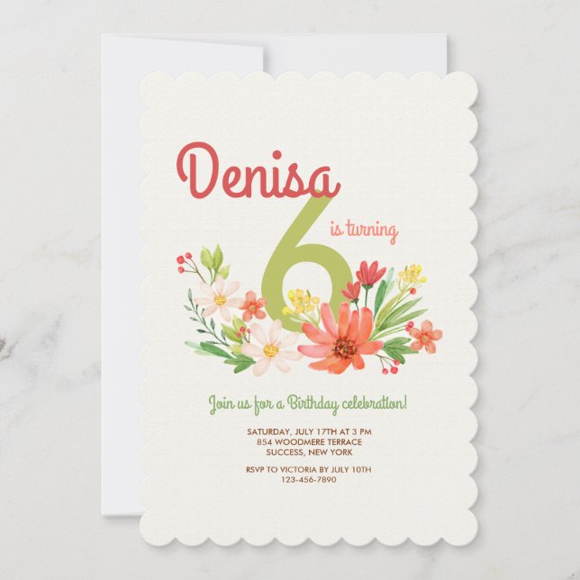 Inbjudan till korallerade Daisy (Framsida)