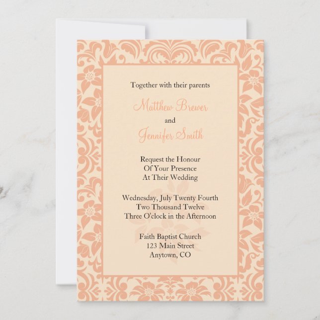 Inbjudan till korallskaft eller persiko-Personligt (Framsida)