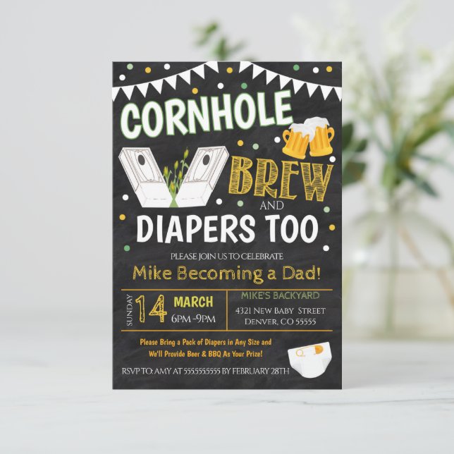 Inbjudan till kornhål och Beer Baby Shower (Stående Fram)