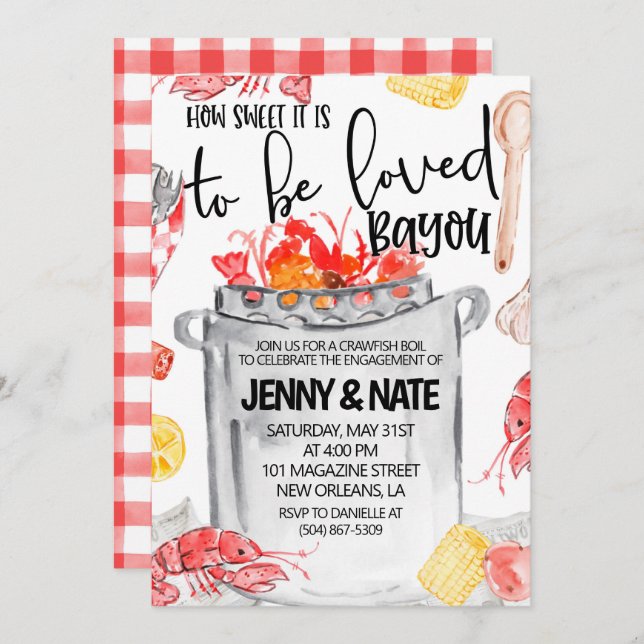 Inbjudan till kräftkok-engagemangsfest (Fram/baksida)