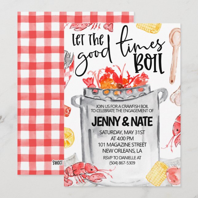 Inbjudan till kräftkok-engagemangsfest (Fram/baksida)