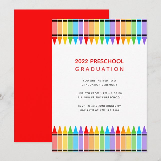 Inbjudan till kritor Preschool Studenten (Fram/baksida)