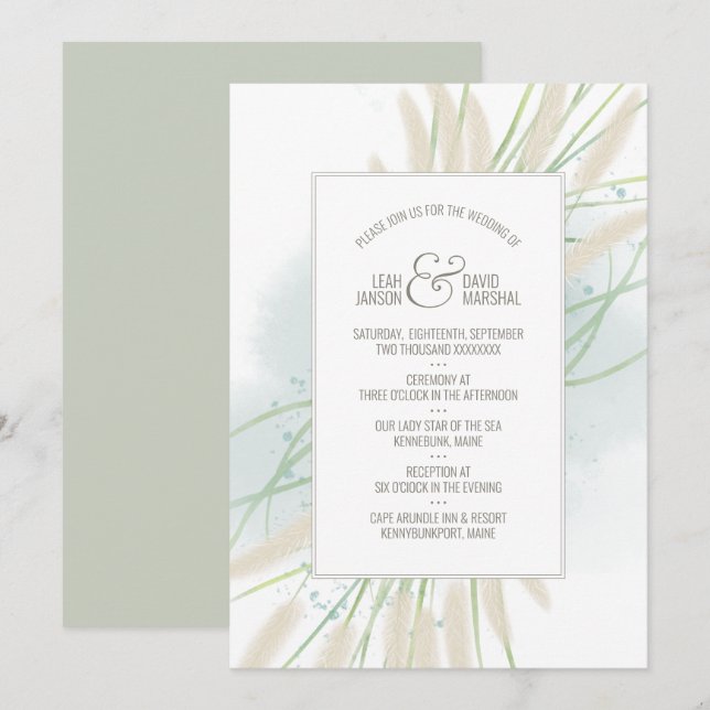 Inbjudan till kustbröllop (Fram/baksida)