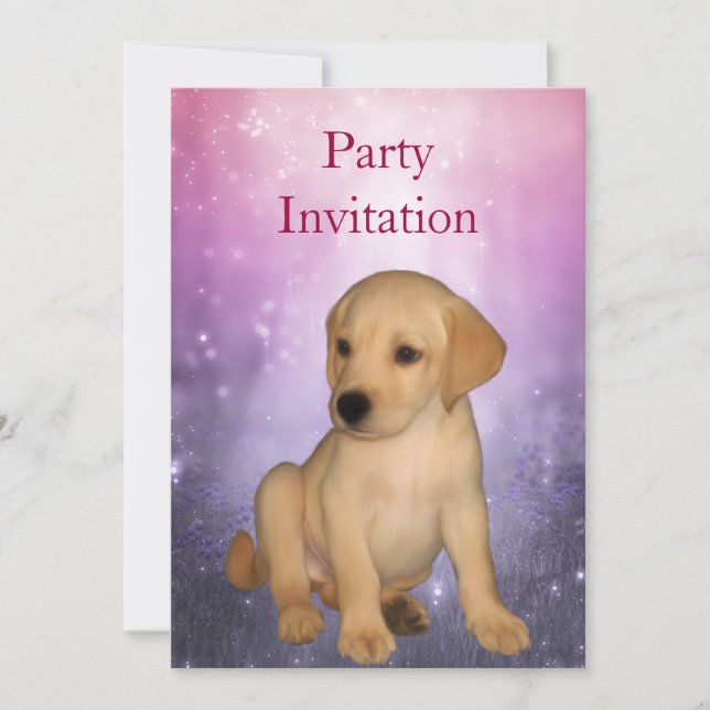 Inbjudan till labrador Puppy i parken (Framsida)