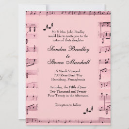 Inbjudan till lakan Music Rosa Wedding