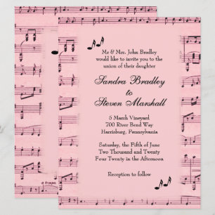 Inbjudan till lakan Music Rosa Wedding