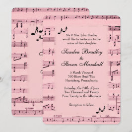 Inbjudan till lakan Music Rosa Wedding