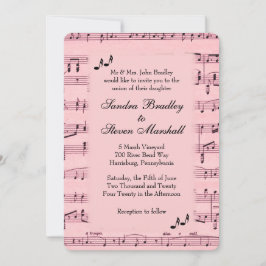 Inbjudan till lakan Music Rosa Wedding