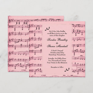 Inbjudan till lakan Music Rosa Wedding