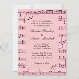 Inbjudan till lakan Music Rosa Wedding