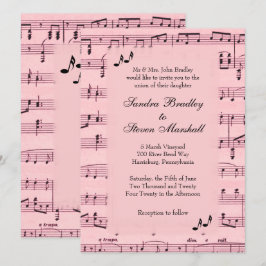 Inbjudan till lakan Music Rosa Wedding
