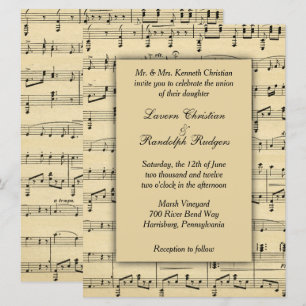Inbjudan till lakan Music Wedding