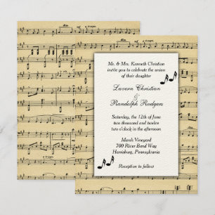 Inbjudan till lakan Music Wedding