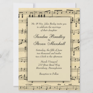 Inbjudan till lakan Music Wedding
