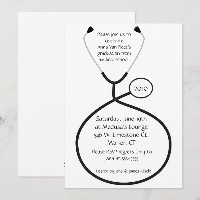 Inbjudan till läkare eller sjuksköterska Studentfe (Fram/baksida)