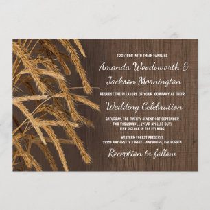 Inbjudan till land Barn Rustic Hay Wheat Wedding