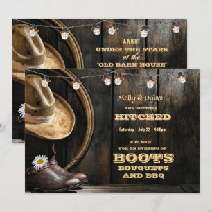 Inbjudan till land Boots Hat & Barn Wood Wedding
