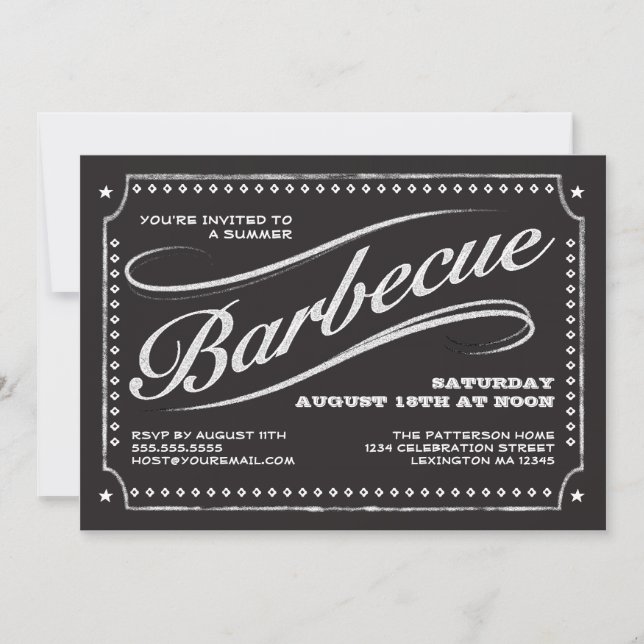 Inbjudan till Land Chalkboard Summer Barbecue (Framsida)