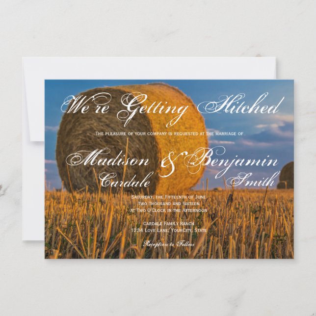 Inbjudan till Land Hay Bale Rural Wedding (Framsida)