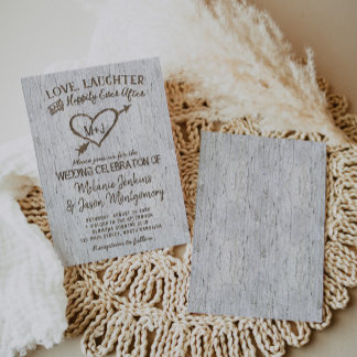 Inbjudan till land Rustic Birch Träd Heart Wedding