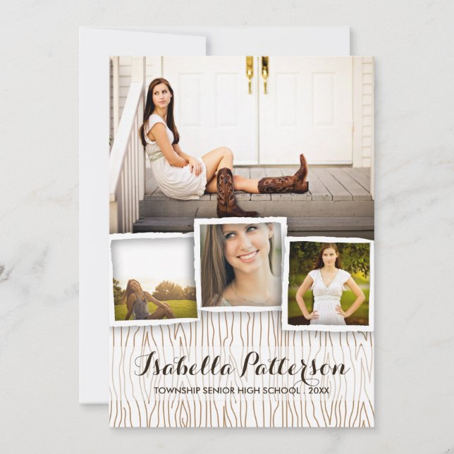 Inbjudan till Land Rustic Woodgrain Studenten (Framsida)