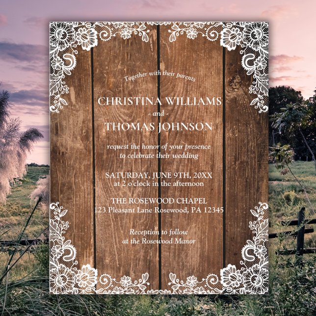 Inbjudan till Landsbyggsbröllop av budgeterat Rust (Skapare uppladdad)