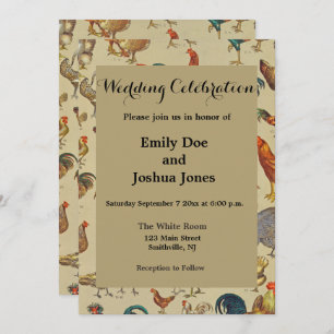 Inbjudan till landsbyggsbröllop av fjäderfä från T