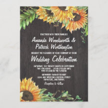 Inbjudan till Landsbyggsbröllop av solrosfärgsfärg