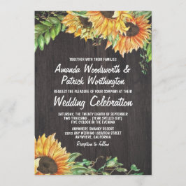 Inbjudan till Landsbyggsbröllop av solrosfärgsfärg