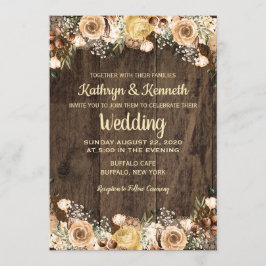 Inbjudan till Landsbyggsbröllopet Rustic Tan Bird 