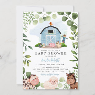 Inbjudan till lantbrukare, babyskor, Blue Barn Inb