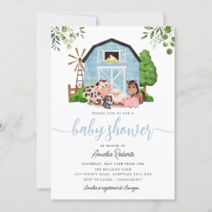 Inbjudan till lantbrukare, babyskor, Blue Barn Inb