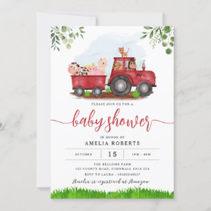 Inbjudan till lantbrukare, babyskor, Red Tractor I