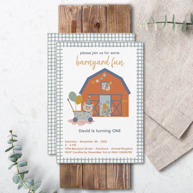 Inbjudan till lantbruksdjur Barnyard Birthday (Farm Animal Birthday Invitation Barnyard Fun)