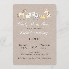 Inbjudan till lantbruksdjur på födelsedagen