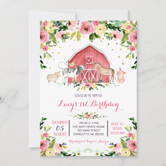 inbjudan till lantgård, födelsedagsinbjudan (Framsida)