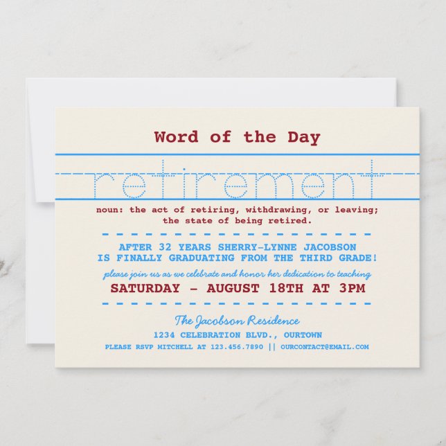 Inbjudan till lärarpartiet Pension (Framsida)