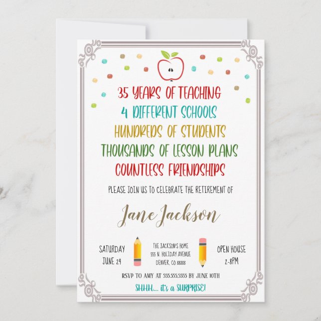 Inbjudan till lärarpensionering (Framsida)