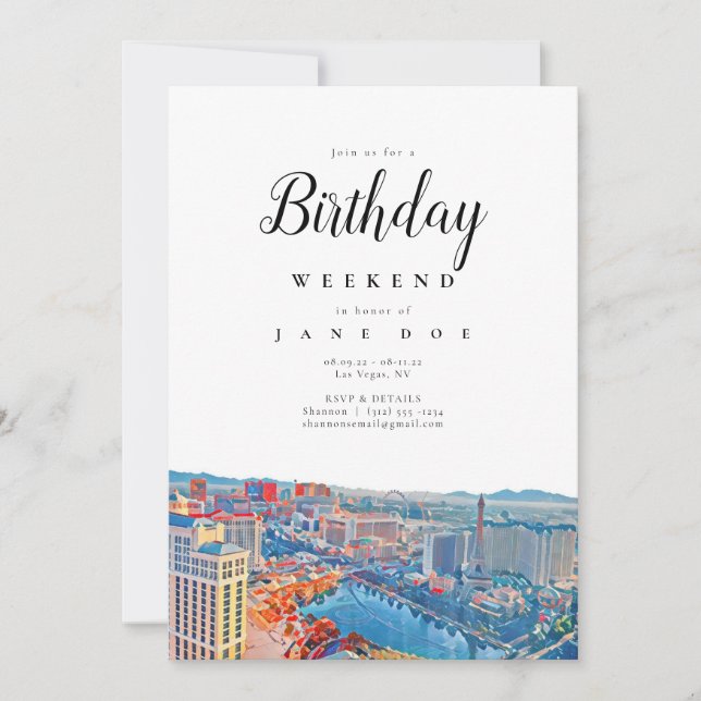 Inbjudan till Las Vegas Skyline Birthday Helg (Framsida)