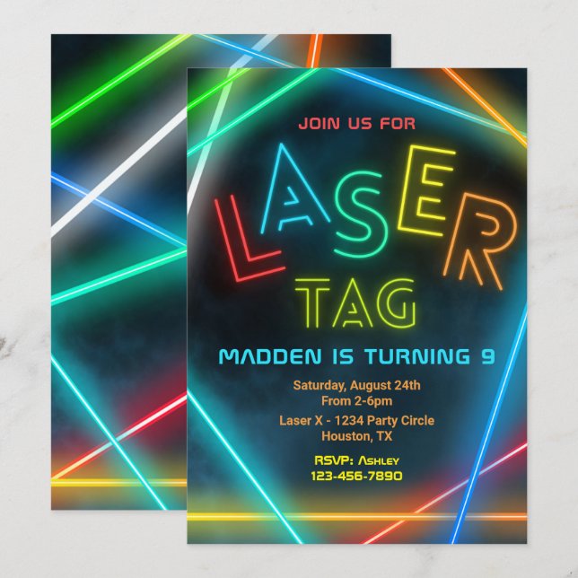 Inbjudan till Laser Märkre på födelsedagen | Laser (Fram/baksida)