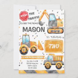 Inbjudan till Lastbilar-födelsedag för vattenfärgs