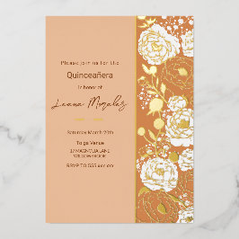 Inbjudan till lätt aprikos Quinceañera Foil