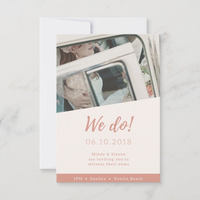 Inbjudan till lätt fotopatbröllop Porträtt (Framsida)