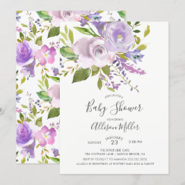 Inbjudan till Lavender Blommigt Baby Shower