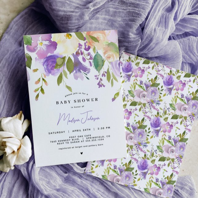 Inbjudan till Lavender Blommigt Baby Shower (Skapare uppladdad)